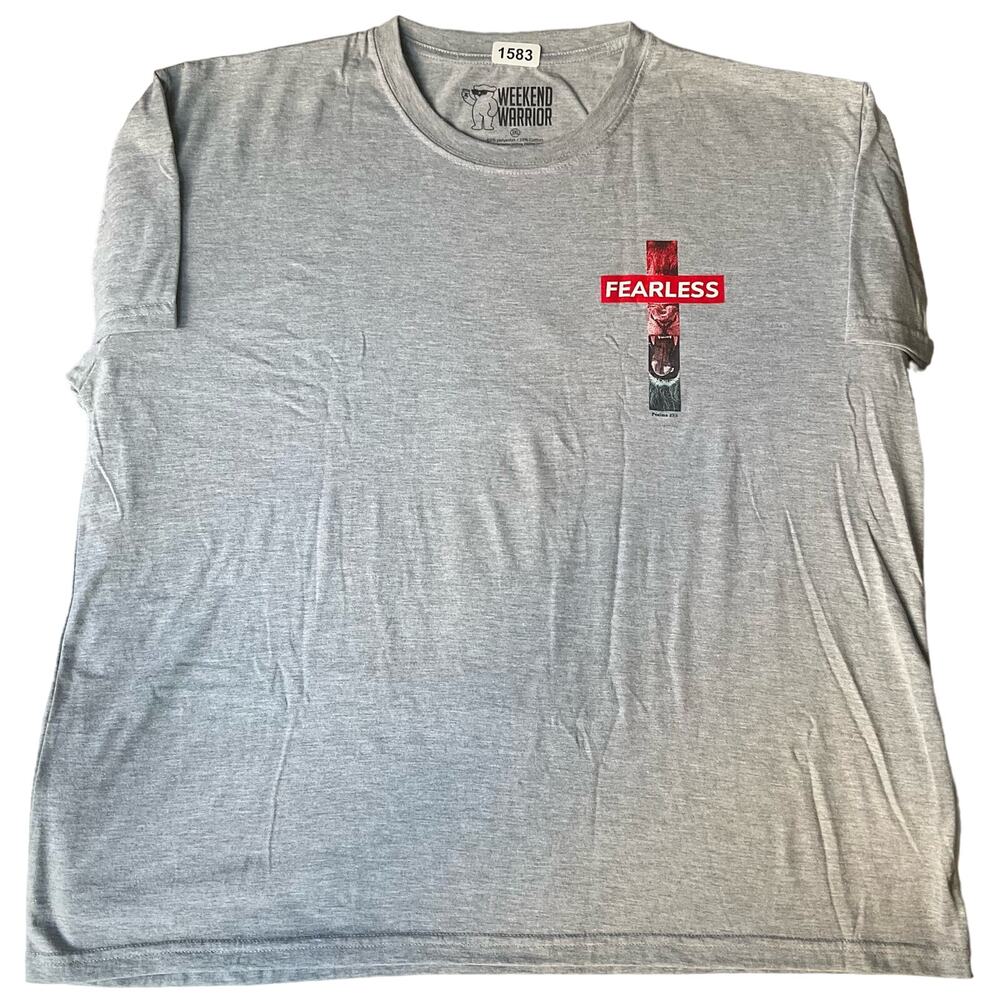 Weekend Warrior Men’s Short Sleeve T-shirt size 3XL, Gray, Fearless Psalms 27:1